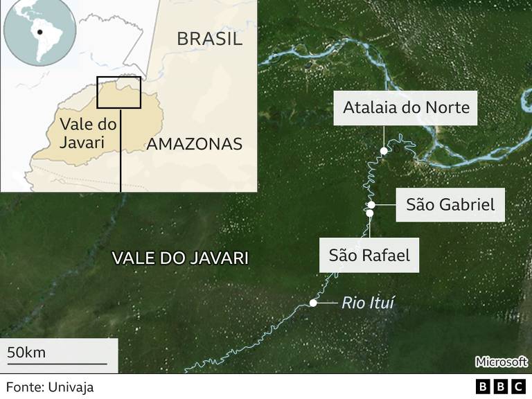 Mapa da região do Vale do Javari