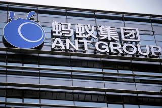 FILE PHOTO: Logo of Ant Group is pictured at company's headquarters in Hangzhou