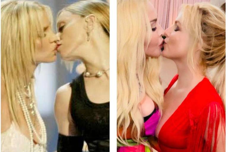 Madonna vai ao casamento de Britney Spears e repete selinho dado há 20 anos