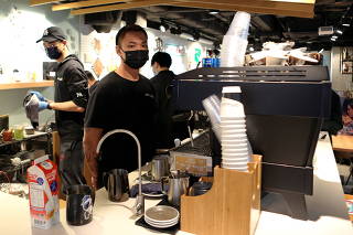 Cafe manager Timothy Poon in Cheung Sha Wan district of Hong Kong