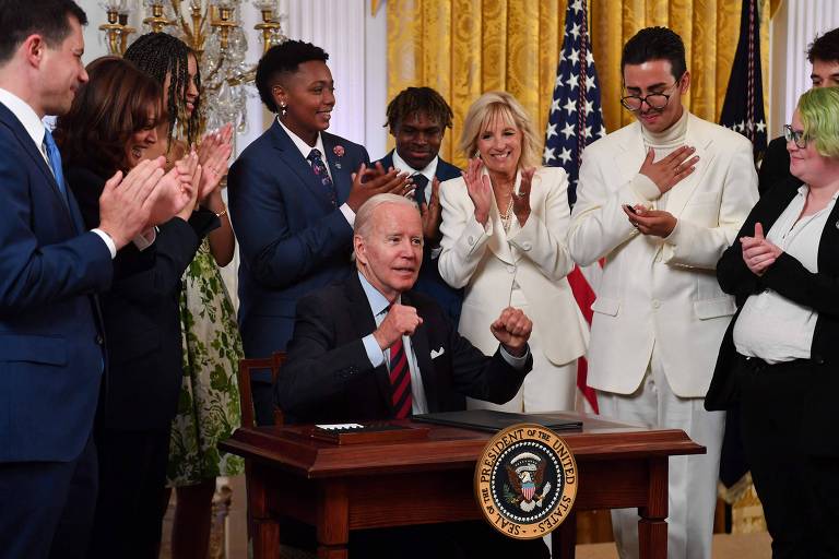 O presidente Joe Biden após assinatura de ordem executiva para promover a igualdade nos EUA