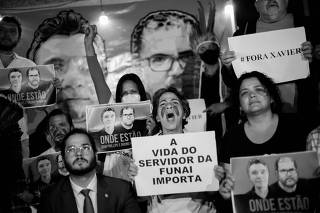 Protest against Brazilian President Bolsonaro's government, Brazil's National Indian Foundation (FUNAI)'s President Marcelo Augusto Xavier da Silva and for the search for Dom Phillips and Bruno Pereira, in Brasilia
