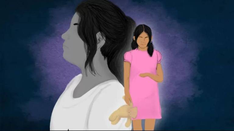 Ilustração genérica de menina grávida, que não reflete os traços físicos reais da vítima