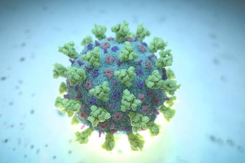 FILE PHOTO: A computer image created by Nexu Science Communication together with Trinity College in Dublin, shows a model structurally representative of a betacoronavirus which is the type of virus linked to COVID-19, better known as the coronavirus linked to the Wuhan outbreak, shared with Reuters on February 18, 2020. NEXU Science Communication/via REUTERS THIS IMAGE HAS BEEN SUPPLIED BY A THIRD PARTY. MANDATORY CREDIT./File Photo ORG XMIT: FW1