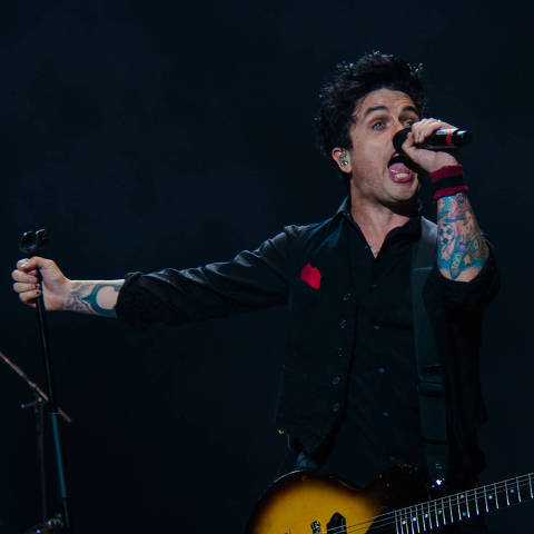 Billie Joe Armstrong, do Green Day, durante show da banda no Rio de Janeiro