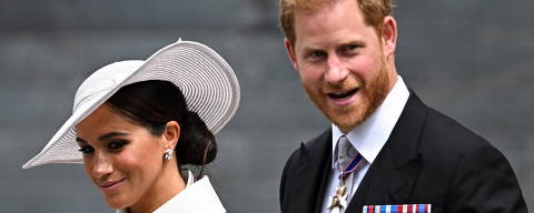 Britain's Prince Harry and his wife Meghan, Duchess of Sussex, leave after the National Service of Thanksgiving held at St Paul's Cathedral as part of celebrations marking the Platinum Jubilee of Britain's Queen Elizabeth, in London, Britain, June 3, 2022. REUTERS/Dylan Martinez ORG XMIT: GDN