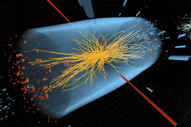 Ilustração mostra detecção do bóson de Higgs