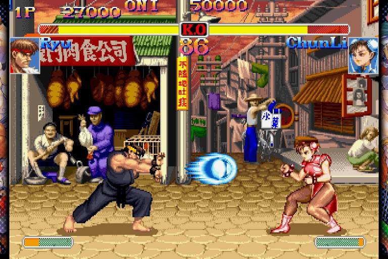 Cena do game 'Hyper Street Fighter 2', disponível na coletânea 'Capcom Fighting Collection'