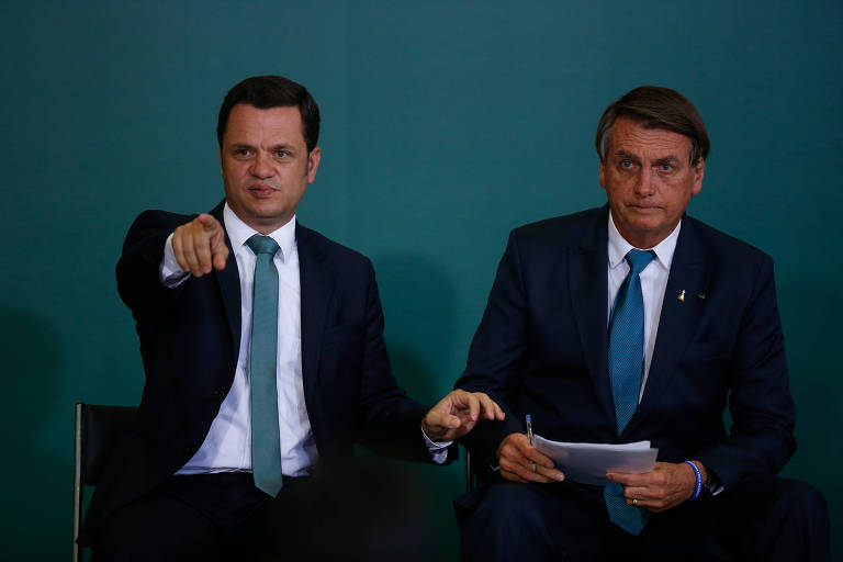 Anderson Torres (Justiça) durante evento com Jair Bolsonaro no Palácio do Planalto