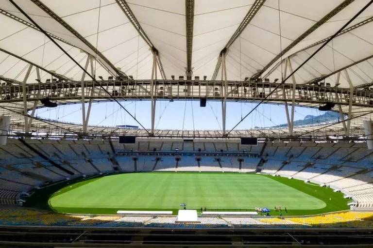 Imagem aérea e panorâmica mostra o estádio do Maracanã