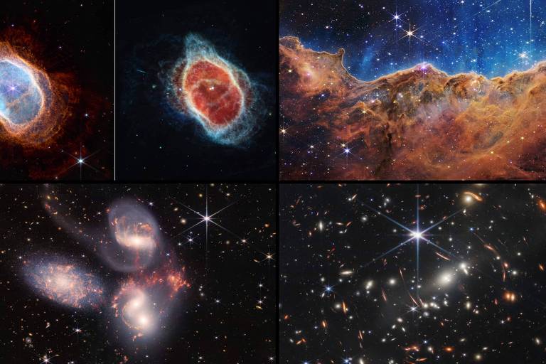Veja a comparação entre imagens dos telescópios Hubble e James Webb