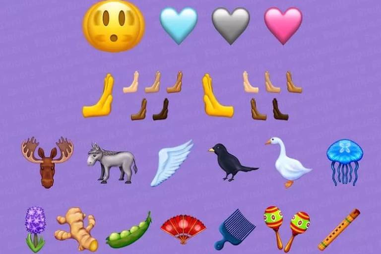 Lista de alguns dos novos emojis que chegarão aos celulares em setembro de 2022