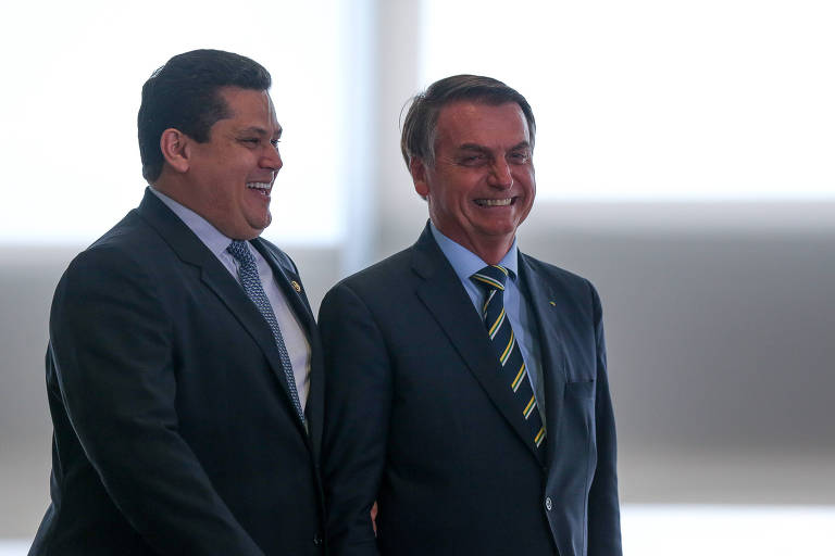 O senador Davi Alcolumbre e o presidente Jair Bolsonaro