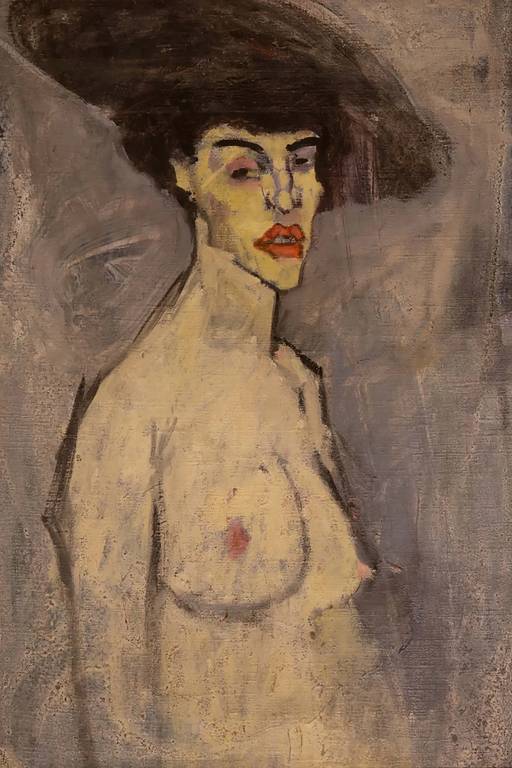 O quadro 'Nu com chapéu', de 1908, pintado por Amedeo Modigliani