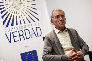 Francisco de Roux, President of the Truth Commission attends an interview with Reuters in Bogota