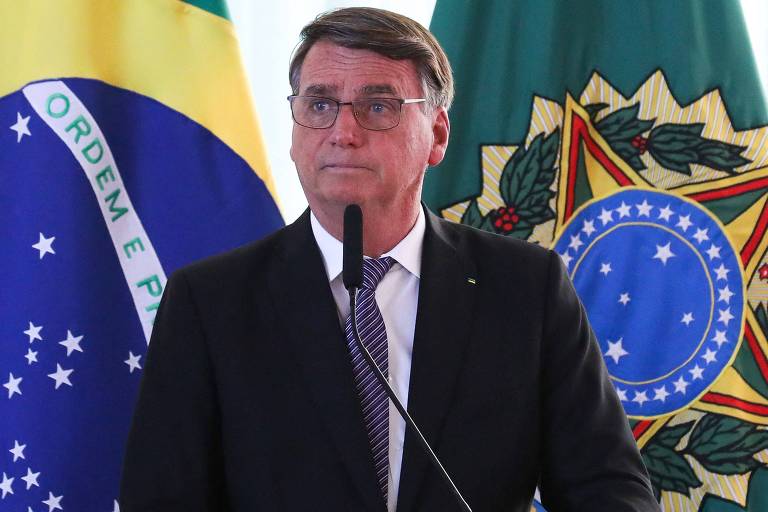  O presidente Jair Bolsonaro (PL) durante apresentação a estrangeiros no Alvorada