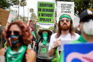 Activists March To Santa Monica Planned Parenthood Clinic To Safeguard Abortions