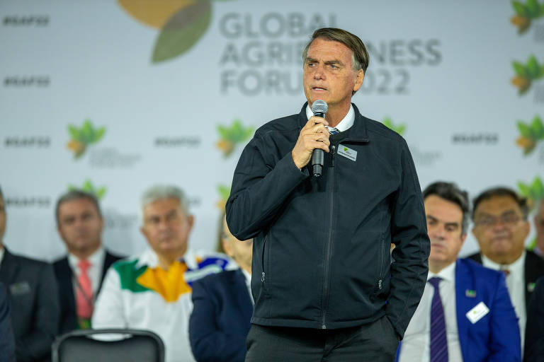 O presidente Jair Bolsonaro (PL) na abertura da Global Agribusiness Forum 2022 em São Paulo
