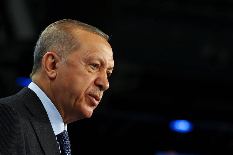 O presidente da Turquia, Recep Tayyip Erdogan, durante conferência da Otan na Espanha