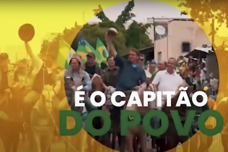 Trechos do jingle "O Capitão do Povo", da campanha de Jair Bolsonaro; PL é o partido que mais investe em propaganda no YouTube