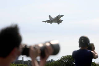 Taiwan Air Force aircraft lands at Hsinchu Air Base