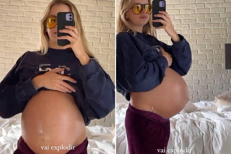 Isa Scherer posta vídeo do barrigão no final da gravidez: 'Vai explodir'