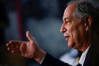 Presidential candidate Ciro Gomes speaks during a news conference to announce Ana Paula Matos as his vice presidential candidate in Brasilia