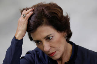 Maria Silvia Bastos Marques, the CEOr of BNDES gestures during a meeting in Brasilia