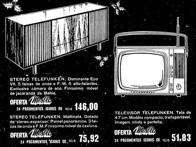 Anúncio de 15 de dezembro de 1968 anunciando equipamentos da Telefunken