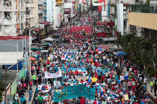 Demonstrators protest over fuel price hikes, in Panama City