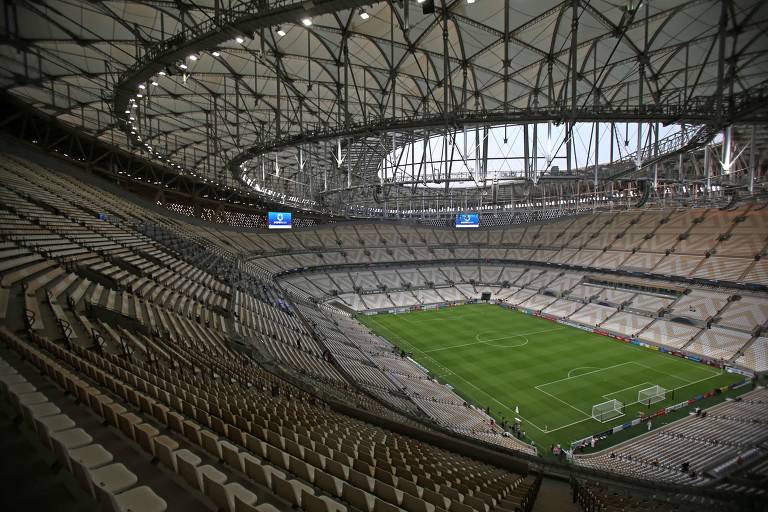 Visão ampla do estádio de Lusail, que vai receber a final da Copa do Mundo no Qatar