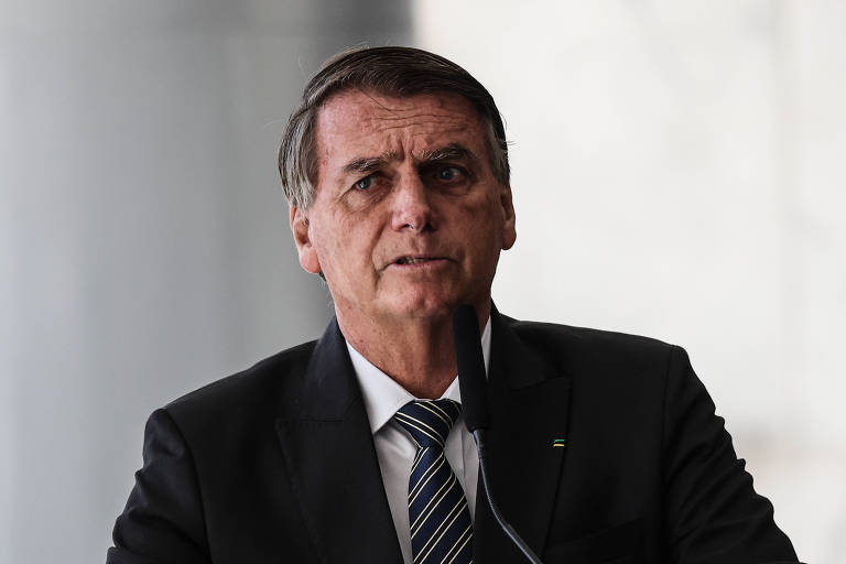 O presidente Jair Bolsonaro (PL) em evento sobre o bicentenário da Independência, no Palácio do Planalto
