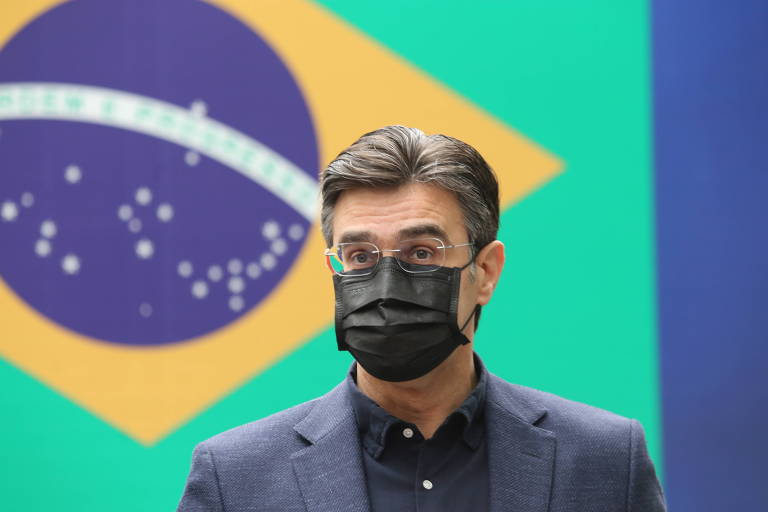 Rodrigo Garcia, então vice-governador do estado de São Paulo, durante entrega de vacinas pelo Instituto Butantan na capital paulista