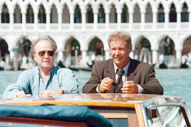 O diretor alemão Wolfgang Petersen e o ator americano Harrison Ford no Fesitval de Veneza de 1997