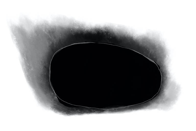  Um ovo de serpente todo preto, na posição deitada, sobre um grande splash de preto e cinza