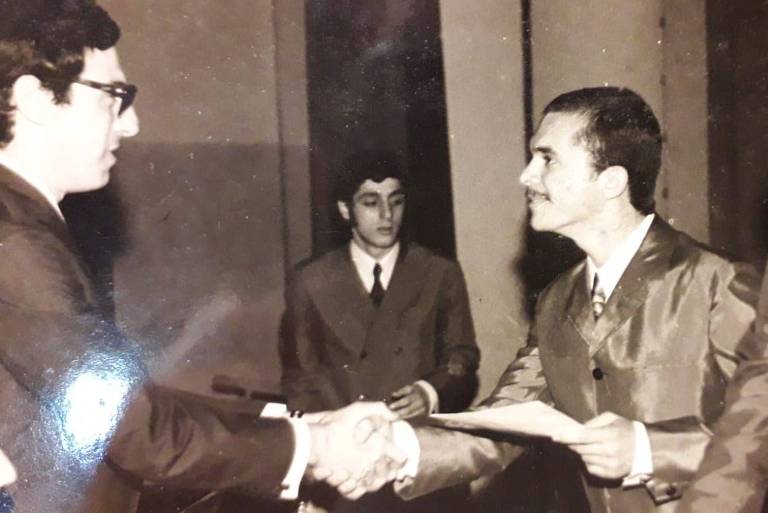 O jornalista Antero Greco durante sua formatura no colégio Liceu Coração de Jesus