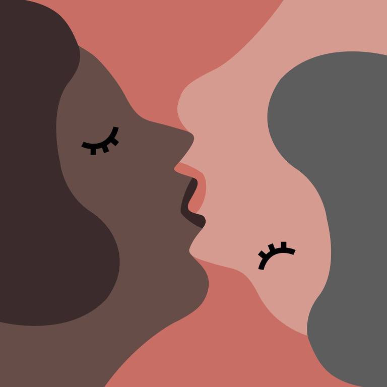 Ilustração de duas mulheres se beijando