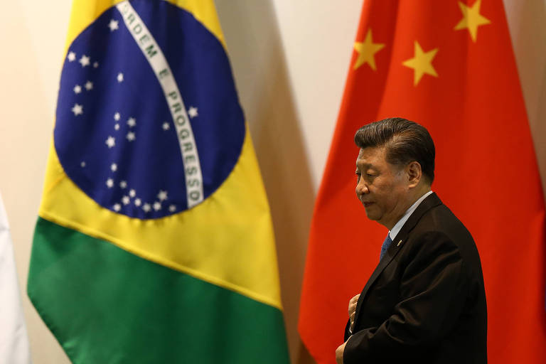 Xi Jinping em reunião da cúpula do Brics realizada no Palácio do Itamaraty, em Brasília