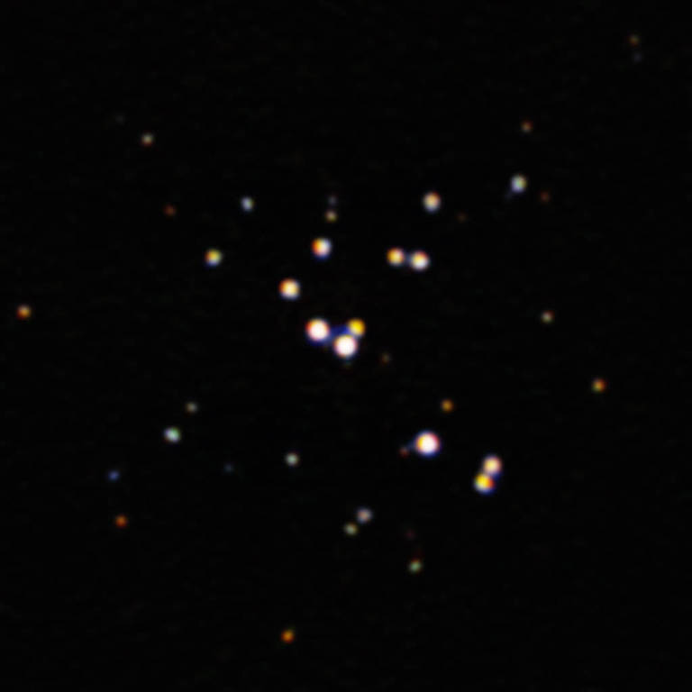 Imagem da maior estrela descoberta no centro da Nuvem de Magalhães, na Nebulosa da Tarântula, feita pelo telescópio Gemini South, no Chile