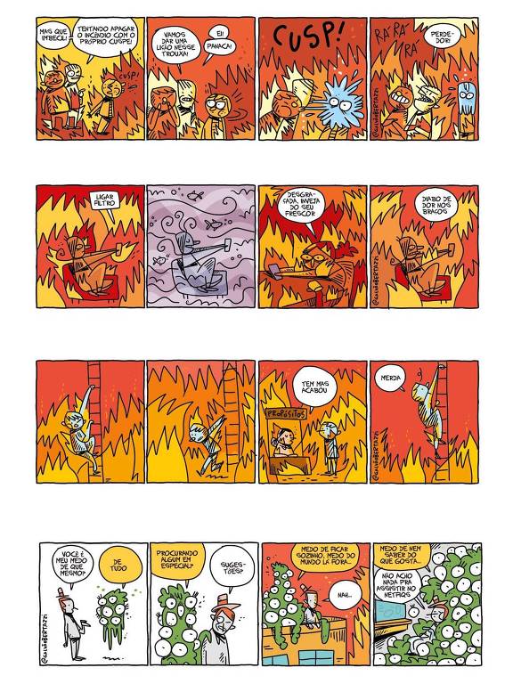 Série de quadrinhos unidas no livro 'Vida Besta: Fim do Mundo', de Galvão Bertazzi