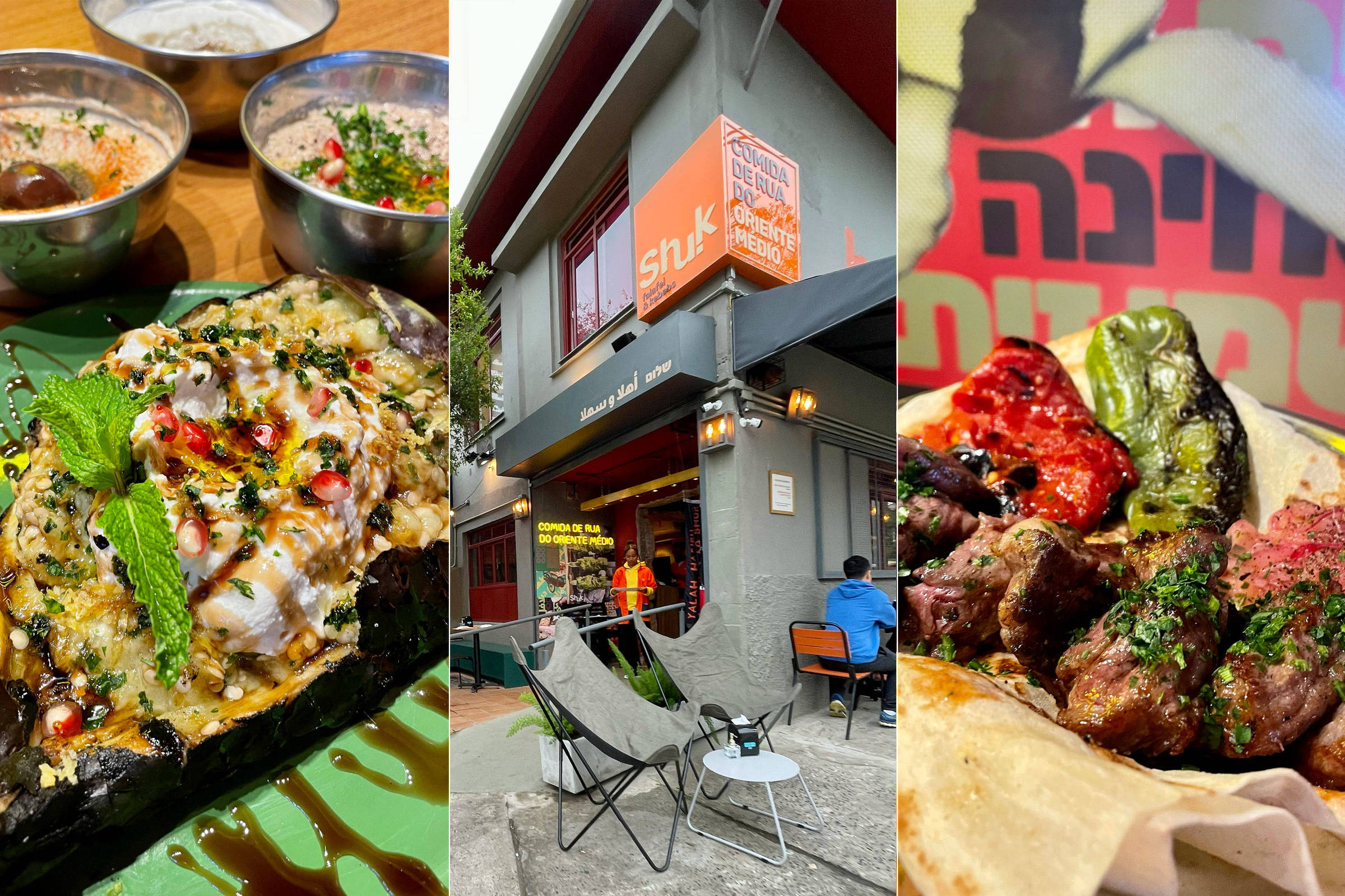 A comida de rua do Oriente Médio servida no Shuk, em Pinheiros - 22/08/2022  - Comida - Fotografia - Folha de S.Paulo