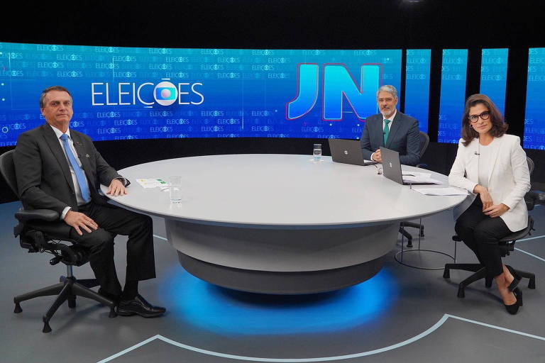 Candidato Jair Bolsonaro no estúdio do 'JN' pouco antes do início da entrevista