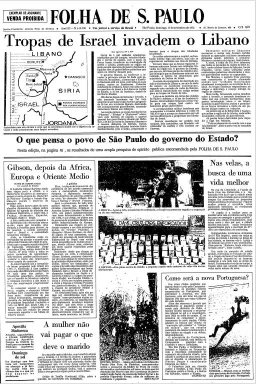 Primeira Página da Folha de 17 de setembro de 1972