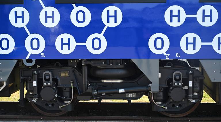 Detalhe de um dos trens