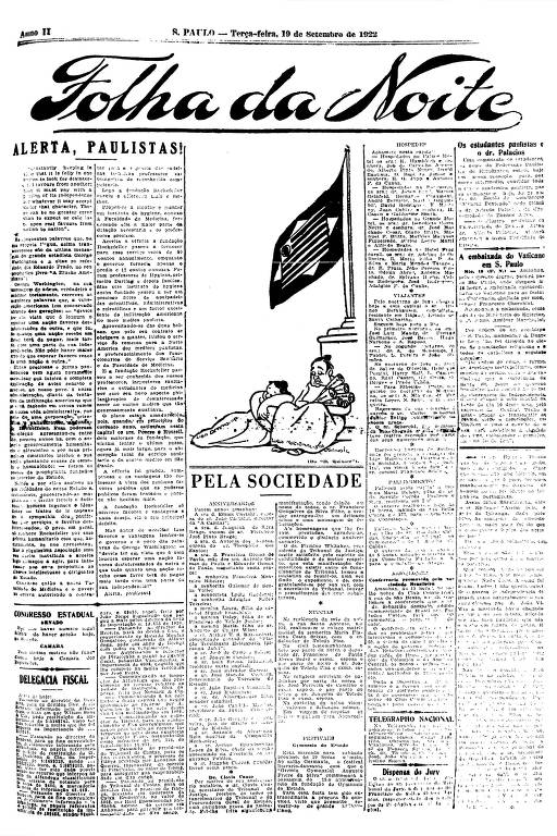 Primeira Página da Folha da Noite de 19 de setembro de 1922