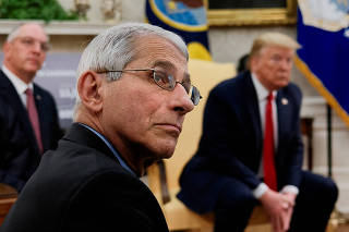 FILE PHOTO: Dr. Anthony Fauci attends Trump-Bel Edwards coronavirus response meeting at the White House in Washington