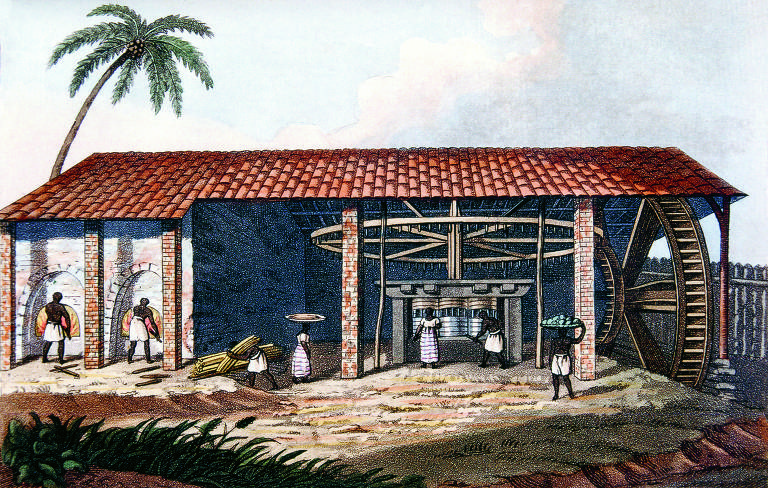 "Engenho de Açúcar" (c. 1808-15), de Koster, imagem contida no livro  Adeus, senhor Portugal 