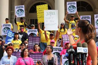 Rally Held In New York Calling To Increase Support For Migrants Arriving By Buses
