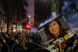 Supporters gather outside Argentina's Vice President Cristina Fernandez de Kirchner's house, in Buenos Aires