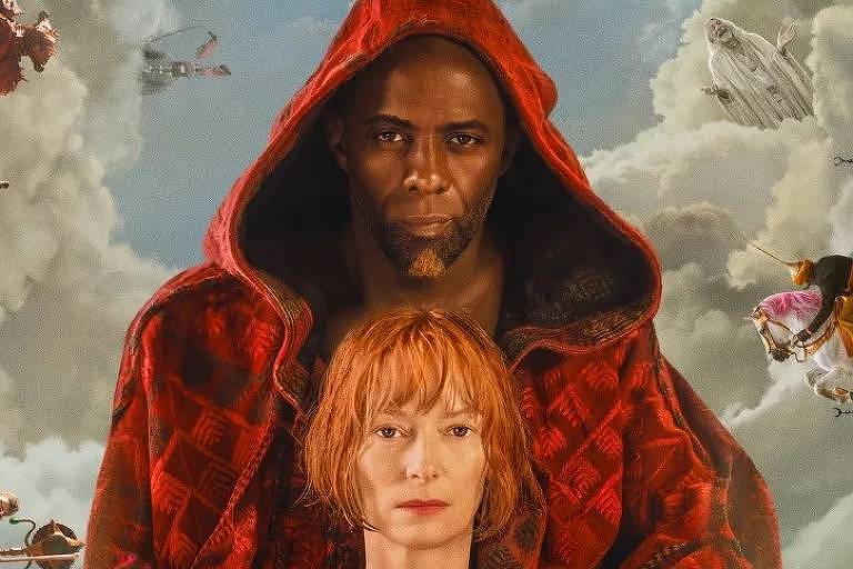 Tilda Swinton e Idris Elba em cartaz do filme "Era uma Vez um Gênio", de George Miller.